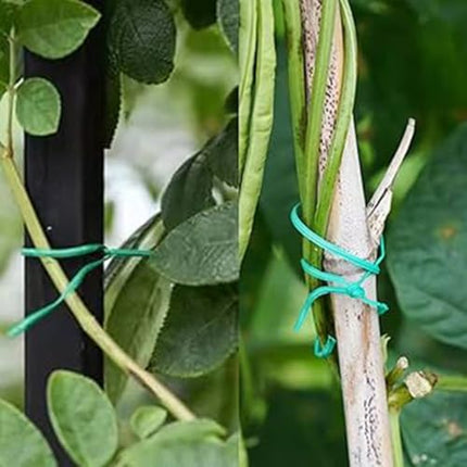 Plant ties, robust garden cable ties, self-locking, flexible binding bands for tying climbing plants, herbs, shrubs, adjustable fastening, green spiral ties for tree, flowers,