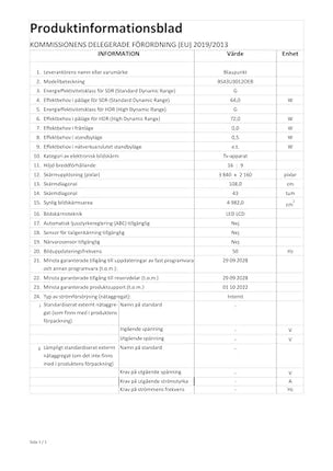 Blaupunkt BS43U3012OEB Smart TV 108 cm (43 tolli) 4K UHD teler (Miracast, kolmekordne tuuner, HDMI) [Modeliaasta 2020]