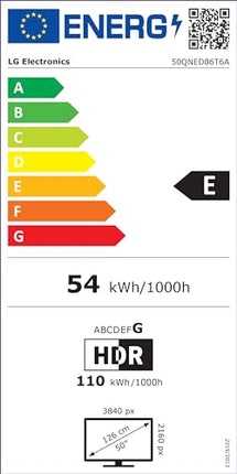 LG 50QNED86T6A TV 50" (127 cm) QNED TV (α8 4K AI processor, webOS 24, HDR10, up to 120Hz) [Model year 2024]