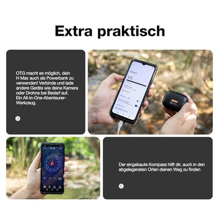 AGM H MAX lepinguta õues kasutatav mobiiltelefon 4G, 10000 mAh võimas nutitelefon Android 14, 4GB+128GB, 6,56-tolline HD+ ehitusplatsi mobiiltelefon IP68/Face ID/kahe SIM-kaardiga/NFC