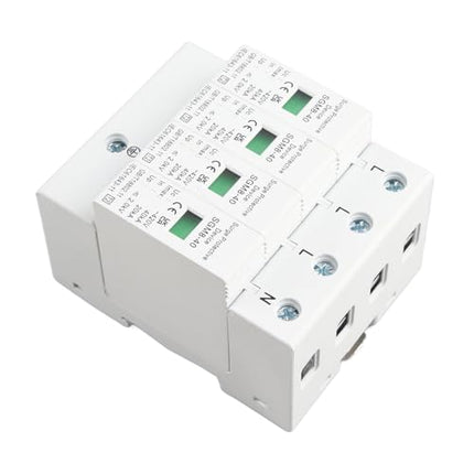 Keenso Home Surge Protector, 4P 220V 40KA Home DIN Rail Surge Arrester Low Voltage Protection Surge Protector for Lightning Protection