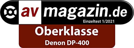 Denon DP400BKEM Turntable (Belt Drive, Tonearm Lift, Built-in Preamp, S-Tonearm) Black