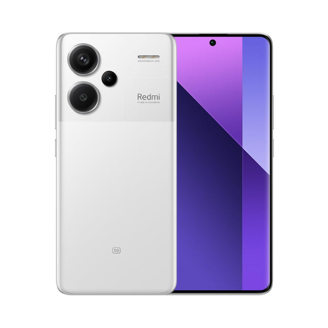 Xiaomi Redmi Note 13 Pro+ 5G nutitelefon, 12+512GB, lukustamata telefon, 6,67" 1,5K AMOLED ekraan, 5000 mAh, 200MP kaamera, kahe SIM-kaardiga, valge