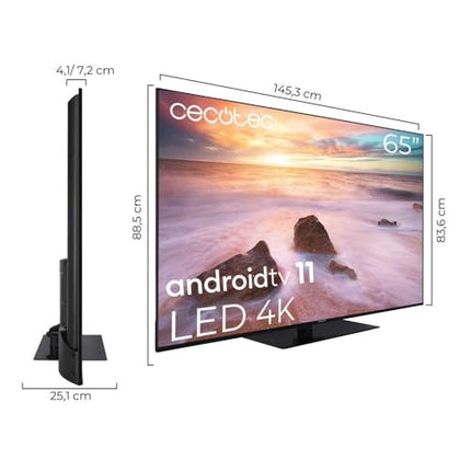 Cecotec 65-tolline nuti-LED-teler A2 seeria ALU20065Z. 4K UHD, Android 11, raamita, keskne kõlar, MEMC, Dolby Vision ja Dolby Atmos, HDR10, 2 10 W kõlarit, 2023. aasta mudel