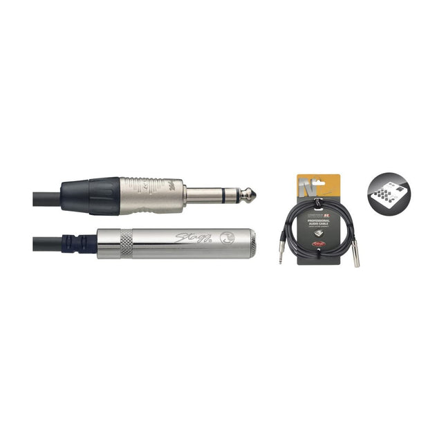 Stagg 25019314 kõrvaklappide pikenduskaabel (3m, 1x stereo pesa isasele - 1x stereo pesa emasele, 6,3 mm)