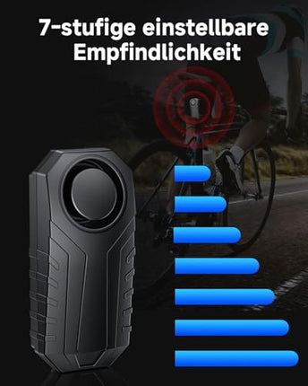 HAPYTHDA Rechargeable Bicycle Anti-theft Alarm with Remote Control, E-Bike Accessory, Anti-theft, with Stand, IP65 Waterproof, 113 dB Extra Loud, Motorcycle Bicycle Alarm, Car Alarm, Wireless Siren