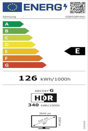 Samsung QLED Q8F 4K 85-tolline (214 cm) UHD-teler, Q4 tehisintellektiga protsessor, kvantpunkt tõeliste värvide jaoks, AirSlim disain, 4K ülesskaleerimine, mängukeskus, tasuta sisu, Samsung Vision tehisintellektiga nutiteler (2025)