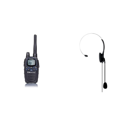 Midland G7 Pro üksik PMR + LPD raadiosaatja, 16 kanalit, kahe sagedusala, C1090.14, komplektis seinalaadija, 4 akut (1800mAh), vööklamber ja MA 35L peakomplekt hanekaelaga mikrofoniga, C652.02