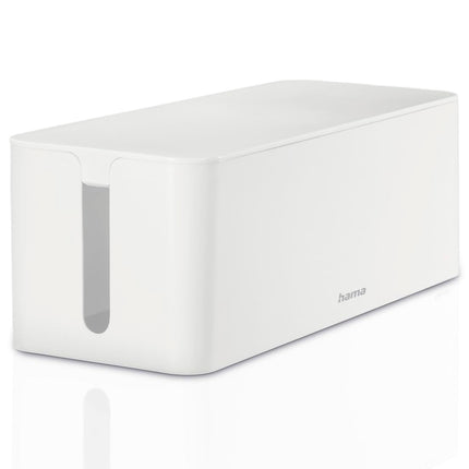 Hama "Maxi" cable box with lid and rubber feet (organizer to prevent cable clutter, storage box for hiding power strips, adapters and cables, protection from children and animals), white, 40 x 15.5 x 13.8 cm