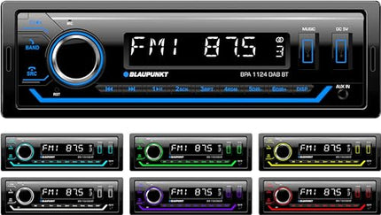 Blaupunkt BPA 1124 DAB BT, 1-DIN car radio, DAB+, Bluetooth, hands-free system, 2xUSB, Aux-in, Sub-Out, Multicolor, 200 Watt