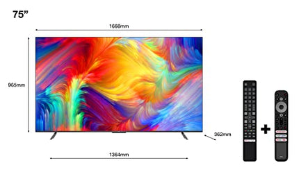 TCL 75P739 75-tolline teler, 4K HDR, Ultra HD, Google TV-ga nutiteler, raamita disain (Dolby Vision ja Atmos, käed-vabad hääljuhtimine, ühildub Google Assistant ja Alexaga)