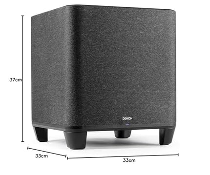Denoni juhtmevaba subwoofer sisseehitatud HEOS-iga, WiFi, D-klassi võimendi, 8-tolline bassikast kodukino ja muusika jaoks, must