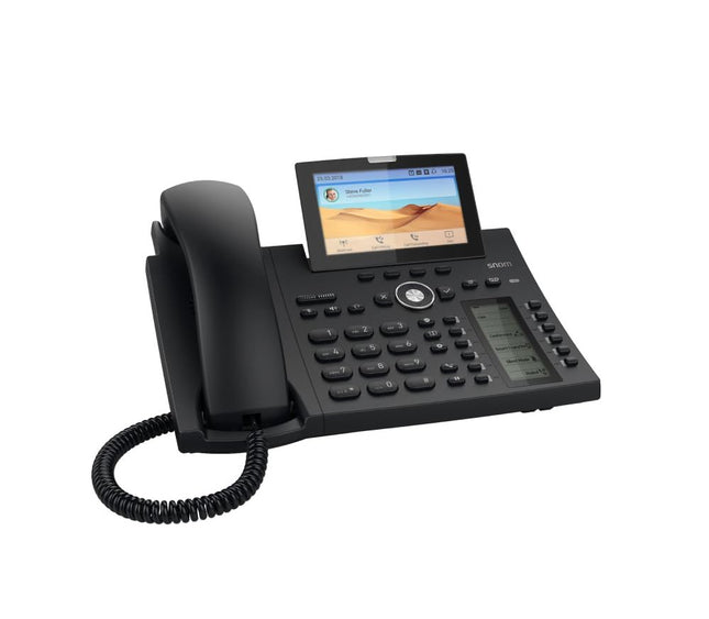 Snom D385N IP-telefon, SIP-lauatelefon, 4,3-tolline TFT-värviline ekraan 480 x 272 pikslit, 12 SIP-identiteeti, sensoriga lüliti, USB, 48 isemärgistavat klahvi (12 füüsilist), must, 00004600