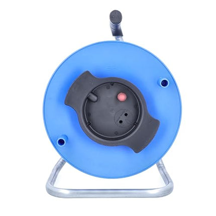as - Schwabe Camping Cable Reel Empty Reel Ø285 mm for approx. 50 m of cable with cable reel and plug-in space, thermal protection switch, IP44, Blue, 12228