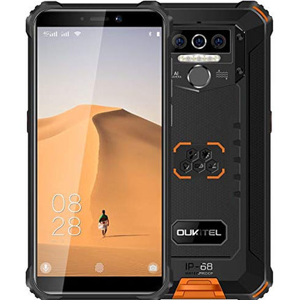 OUKITEL WP5 (2020) 4G Outdoor Smartphone without Contract, 8000mAh Battery, 4 LED Flash, Rugged Phone IP68, MTK6761 4GB + 32GB, 13MP + 2MP + 2MP, Android 9.0, Face ID, GPS WiFi Orange