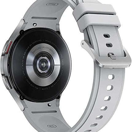 Samsung Galaxy Watch4 Classic, ümar Bluetooth nutikell, Wear OS, pöörlev raam, fitnesskell, aktiivsusmonitor, 46 mm, hõbedane (saksa versioon) [ELi versioon]