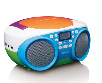 Lenco SCD-41 - CD-mängija lastele - CD-raadio - stereosüsteem - boombox - FM-raadio tuuner - USB-port - MP3 - 2 x 1 W RMS-toide - töötab vooluvõrgust ja akudest - värviline