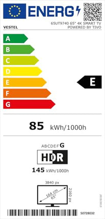 Vestel TV 65-tolline nutiteler TiVo toega, 4K UHD-teler Dolby Vision HDR ja kolmekordse tuuneriga, LED-teler 65UT9740 must