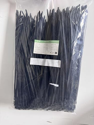 XINGO 1000 tk mustad kaablisidemed, 200 mm x 4,8 mm, 22,7 kg tõmbetugevusega, UV-kindlad, iselukustuvad kaablisidemed sise- ja välistingimustes kasutamiseks