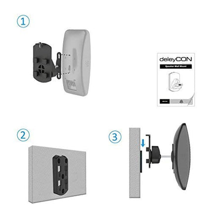 deleyCON 2X Universal Speaker Wall Mount Set Bracket Speaker Holder Swiveling + Tilting up to 10Kg Ceiling Mounting + Wall Mounting - Black