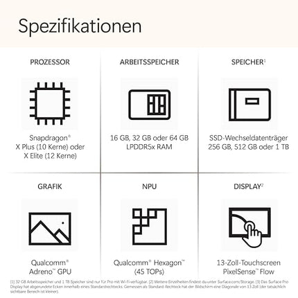Microsoft Surface'i sülearvuti | Copilot+ PC | 13,8-tolline puuteekraan | Snapdragon® X Plus (10 südamikku) | 16 GB RAM | 256 GB SSD | Uusim mudel, 7. väljaanne | Platinum