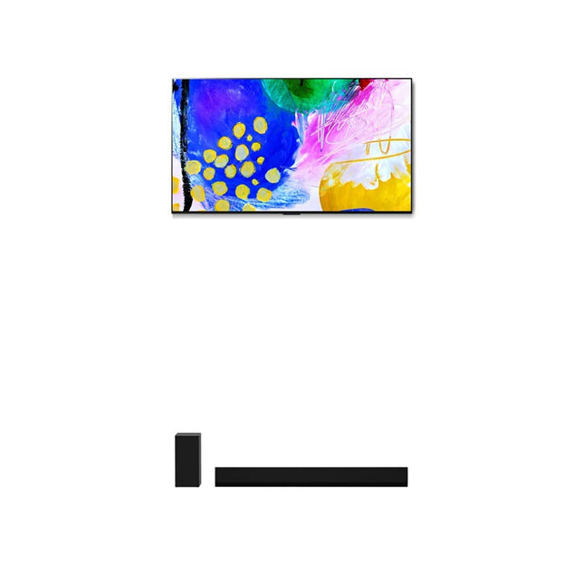 LG OLED65G29LA televiisor 164 cm (65-tolline) OLED evo televiisor (Cinema HDR, 120 Hz, seinale kinnitatav) + heliriba (420 vatti) juhtmevaba subwooferiga (Google Assistant, Amazon Alexa, HDMI, Bluetooth), must
