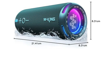 W-KING Bluetooth Speaker Box, IPX7 Music Box Speaker Boxes Bluetooth Outdoor Portable, Customized EQ App/Deep Bass, 360° Sound with V5.3/Lights/DSP/TF/AUX, 40W Party Shower Small Boom Box