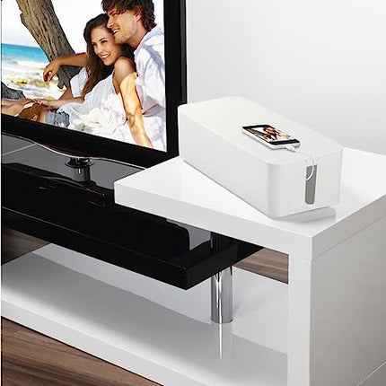 Hama "Maxi" cable box with lid and rubber feet (organizer to prevent cable clutter, storage box for hiding power strips, adapters and cables, protection from children and animals), white, 40 x 15.5 x 13.8 cm
