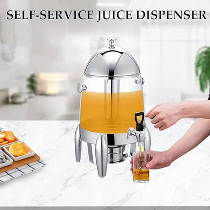 Commercial coffee urn, stainless steel hot beverage dispenser with lid, tap, and fuel holder for hotels, buffets, and catering events/made entirely of steel (color: all-steel)