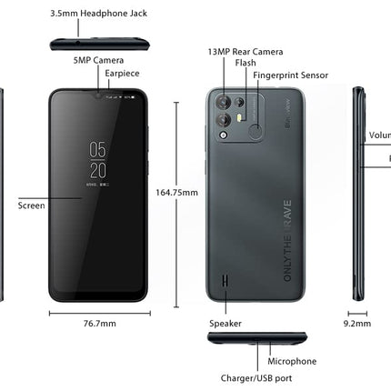 Blackview A55 PRO 4G Mobile Phone without Contract, Helio P22 Octa-Core 4GB+64GB, 5MP+13MP Camera, 6.53'' HD+ IPS, 4780mAh Battery, Android 11 DUAL SIM Smartphone GPS, Face Unlock Fingerprint Green