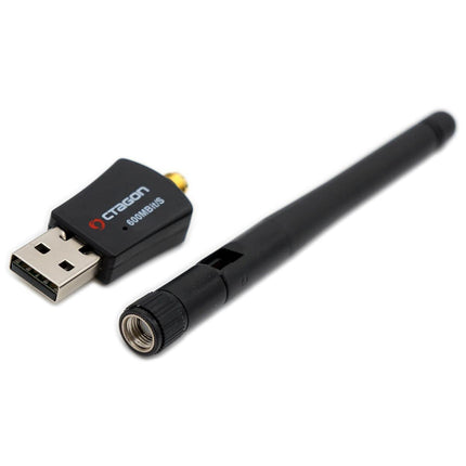 Octagon WL618 Optima WLAN 600 Mbps +2dBi antenni USB 2.0 adapter 2.4 ja 5G kahesagedusliku levialaga, VU+, Gigablue, Protek ja teiste satelliitvastuvõtjatega Linux E2 operatsioonisüsteemi ja arvutiga, must