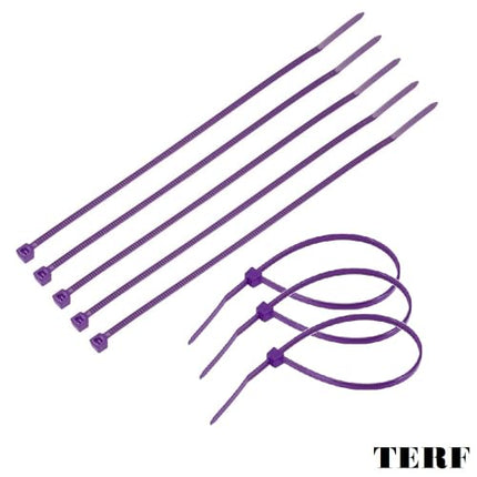 TERF® Cable Ties, 200 mm x 3.6 mm, Premium Nylon, Secure Self-Closing Mechanism, Plastic Ties for Home, Office, Garden, Garage, Workshop, DIY, Multipurpose, Purple, 100 Pack