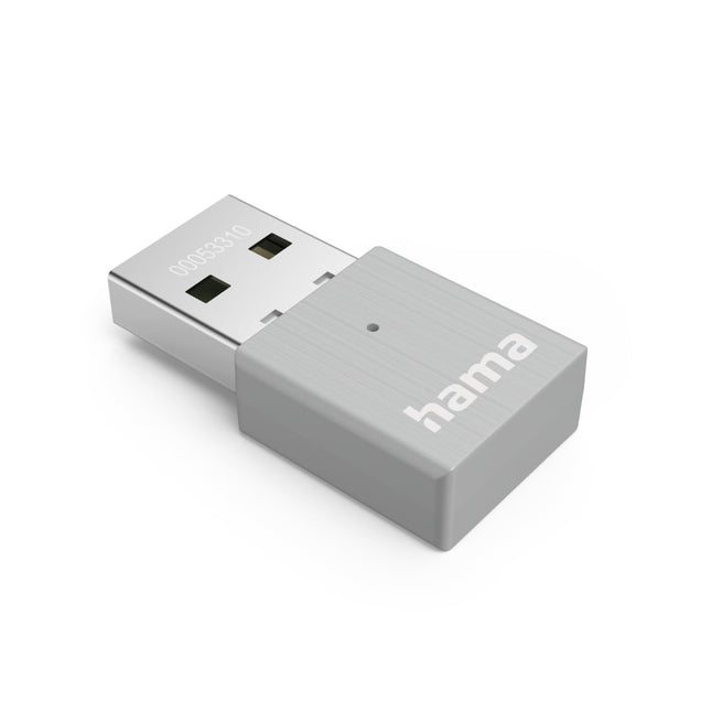 Hama AC600 WiFi Nano USB-mälupulk (USB WiFi 600Mbps, 2.4 GHz / 5 GHz, Nano WiFi adapter arvutile/lauaarvutile/sülearvutile) hall