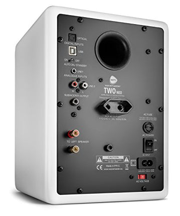 wavemaster TWO NEO soft white – Bookshelf speaker system (60 watts) with Bluetooth streaming, digital connections, and IR remote control. Active speakers for use with TV/tablet/smartphone, matte white (66366)