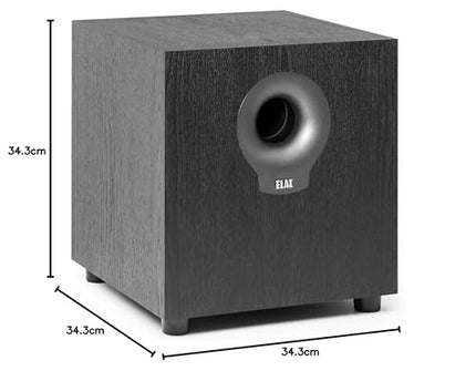 ELAC Debut Subwoofer S10.2, active speaker for music playback via stereo system, ideal amplifier for deep bass and powerful sounds, 200 W, black decor