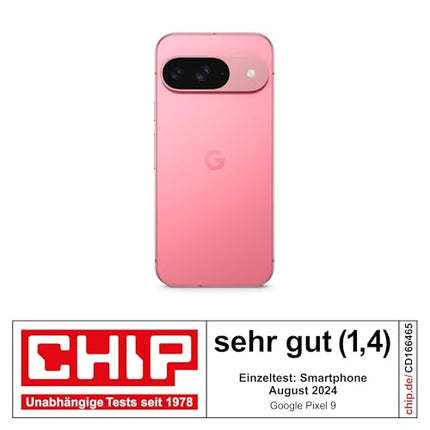Google Pixel 9 – Android smartphone with Gemini and SIM-free features, advanced camera functionality, 24-hour battery life, and a 6.3-inch Actua display – Peony, 128GB