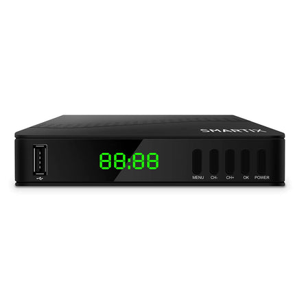 Atlantis SMARTIX DH17 maapealne digitaalne dekooder DVB-T2 HEVC H.265 mpeg2/mpeg4 H.264 meediapleier USB-pordi, HDMI ja SCART kaugjuhtimispuldiga, õppiv, Main 10, must