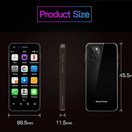 Hipipooo minimobiiltelefon, lukustamata 4G kahe SIM-kaardiga nutitelefon, 3-tolline HD-ekraan, Android 10.0, 4 GB RAM + 32 GB ROM, 5 MP + 13 MP kaamera, 2000 mAh aku, Google Play tugi, GPS (must)