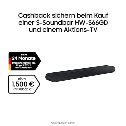 Samsung HW-S66GD 3.1-kanaliga kõik-ühes heliriba teleritele, Bluetooth-kõlar juhtmevaba Dolby Atmos 5.0 / DTS Virtual:X, Q-Symphony ja Adaptive Sound Lite'iga [2024]
