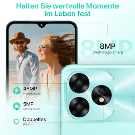 UMIDIGI A15C lukustamata mobiiltelefon, NFC, 16 GB + 128 GB / 1 TB, 48 MP kaamera, 6,7-tolline HD+ ekraan, 5000 mAh, 4G kaheksatuumaline mobiiltelefon, kahe SIM-kaardiga Android 13 lukustamata mobiiltelefonid, 8 GB laiendatav RAM, Face ID/OTG/GPS