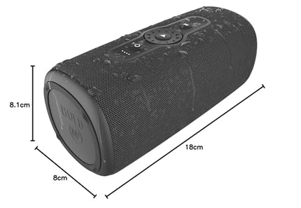 FRESH 'N REBEL Bold M2, Bluetooth speaker with 24-hour playtime, waterproof (IP67) portable Bluetooth music box, party mode, volume control ring, deep bass, powerful volume (black)