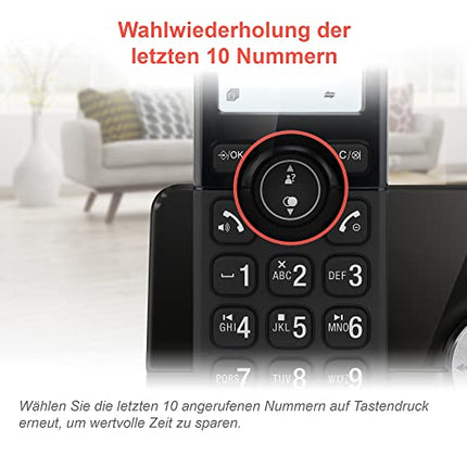 VTech CS2051 Cordless Phone with Answering Machine and 2 Handsets, ECO+ Mode, Senior Phone, Landline Phone, Call Blocker, Hands-Free Function, Large Buttons, 1-Line Display, Black