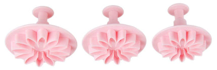Zenkeri fondantlõikurite komplekt, 3-osaline, lillekujuline, 5,5/6/7 cm, roosa, plast