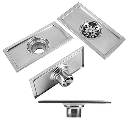 Linear Shower Floor Drain with Removable Filter, 7.9 inch Long Rectangular Stainless Steel Shower Floor Drain Floor Waste Grate for Kitchen Bathroom Toilet