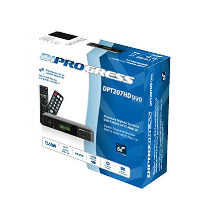 Diprogress DVB-T2 Hevc 10-bitine DPT207HD dekooder kahe 2-in-1 kaugjuhtimispuldiga