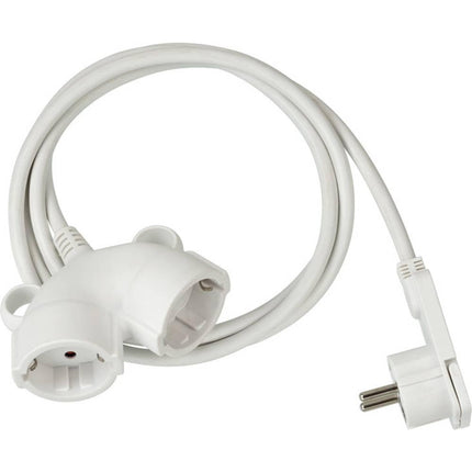 Brennenstuhl quality plastic extension cable with flat plug (flat extension cable for indoor use with 10m cable, power extension cable with double socket, 2-way extension cable) white