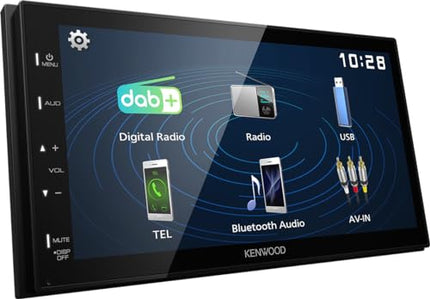 KENWOOD DMX129DAB - 17.3 cm (6.8") Digital Media AV Receiver with Quick Boot &amp; Android USB Mirroring (4x45W, DSP, DAB+/FM, BT, 3X Pre-Out 2V, USB, iPod/iPhone Control)