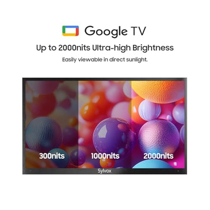 SYLVOX 75-inch Outdoor Smart TV, 4K UHD 2000 Nits HDR10, Google TV, IP55 Waterproof, HBBTV, Wi-Fi, DVB-T2/S2/C &amp; PAL, Outdoor TV for Garden, Patio &amp; Business (Pool Pro 2.0)