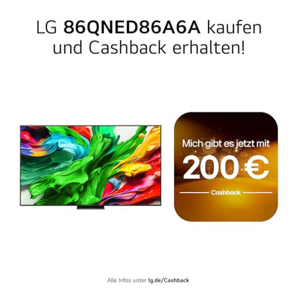 LG 86QNED86A6A 86-tolline (218 cm) 4K QNED evo tehisintellektiga teler (α8 Gen2 4K tehisintellektiga protsessor, webOS 25, 120 Hz (VRR kuni 144 Hz)) [mudeliaasta 2025]