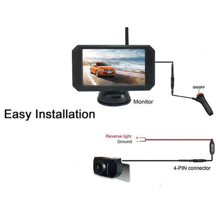 OBEST Digital Wireless Backup Camera Kit, 5-inch 1080p Screen and Waterproof Night Vision Camera with Mirror Reversing and Parking Assist for 9-28V